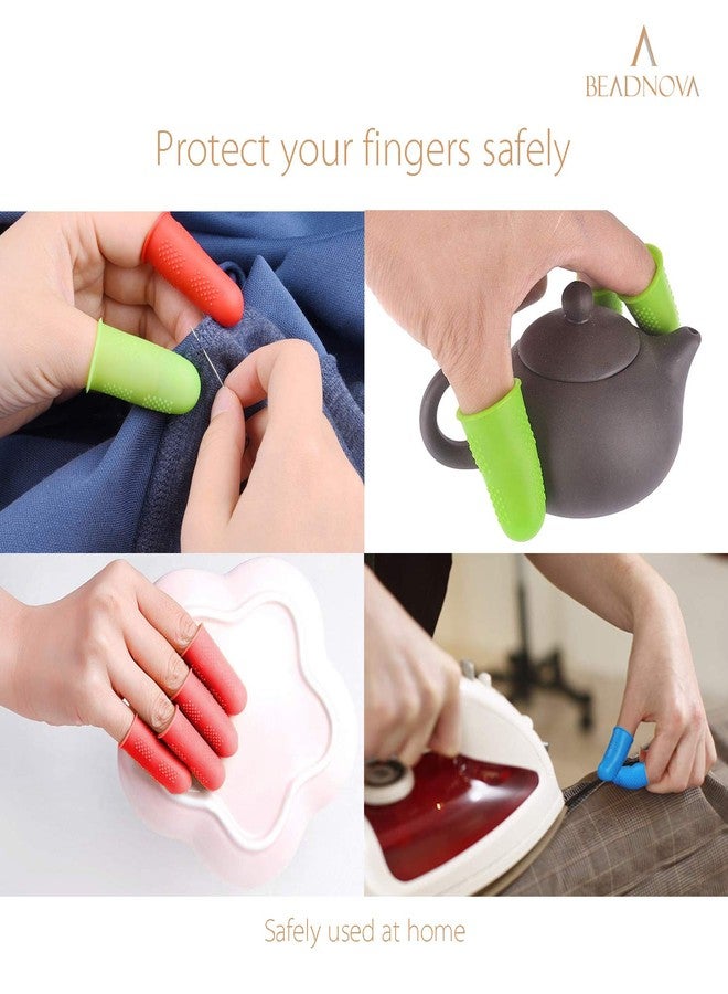 BEADNOVA Finger Cot Silicon Finger Gloves Protector for Electronic Repair Painting Jewelry Cleaning Crafting Industrial Apply (Pack of 6-3 Size, Blue & Red Color) - Image 5